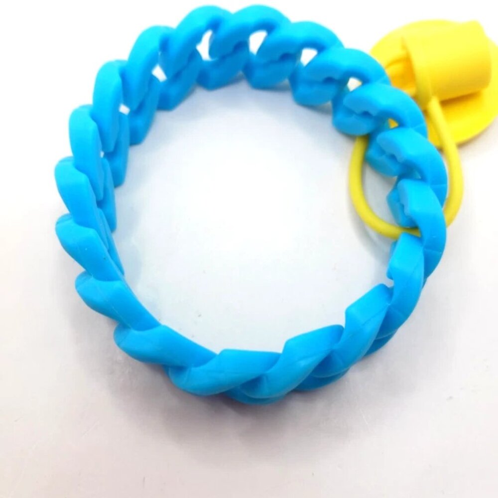 Smiley Face Silicone - Rubber Blue Bracelet -Wristband 8 Inches - Picture 6 of 8